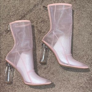 Pink Sheer Booties